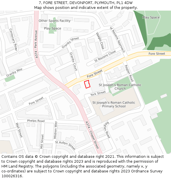 7, FORE STREET, DEVONPORT, PLYMOUTH, PL1 4DW: Location map and indicative extent of plot