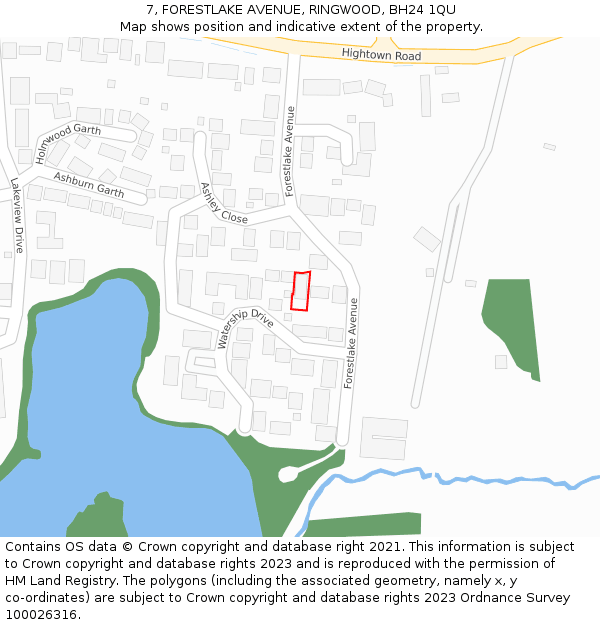 7, FORESTLAKE AVENUE, RINGWOOD, BH24 1QU: Location map and indicative extent of plot
