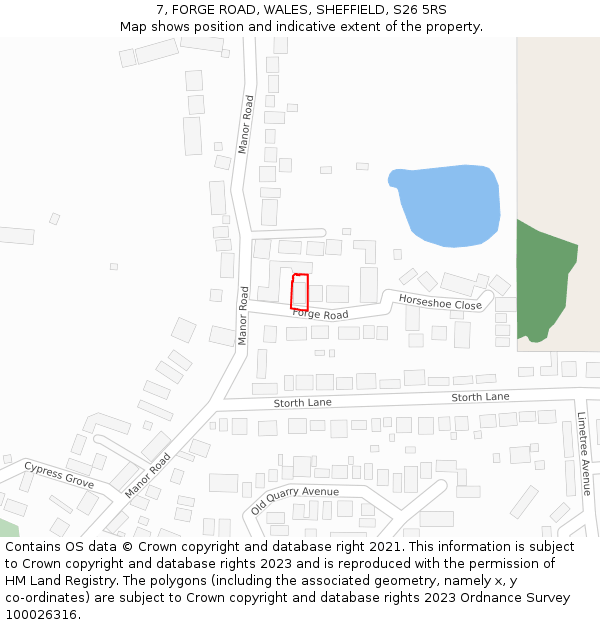 7, FORGE ROAD, WALES, SHEFFIELD, S26 5RS: Location map and indicative extent of plot