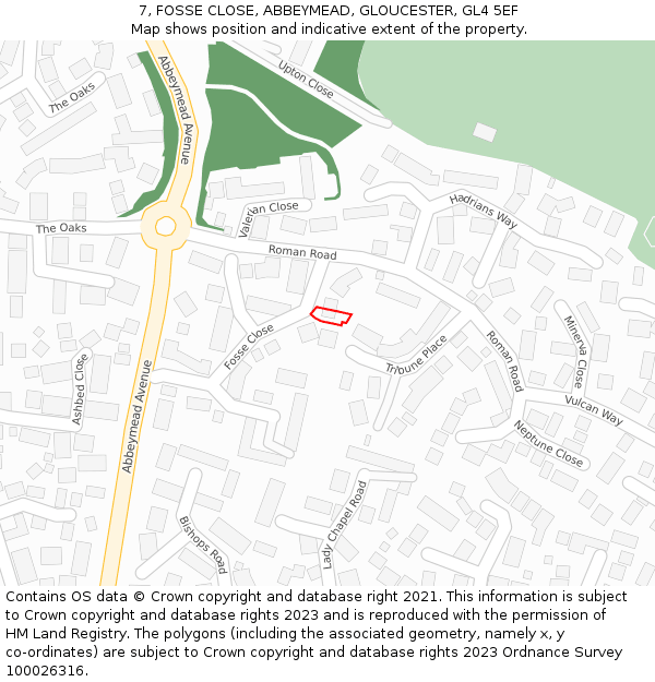 7, FOSSE CLOSE, ABBEYMEAD, GLOUCESTER, GL4 5EF: Location map and indicative extent of plot