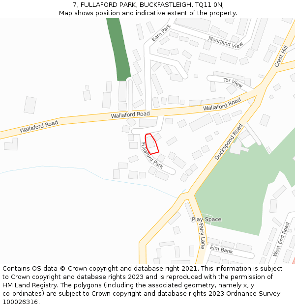 7, FULLAFORD PARK, BUCKFASTLEIGH, TQ11 0NJ: Location map and indicative extent of plot