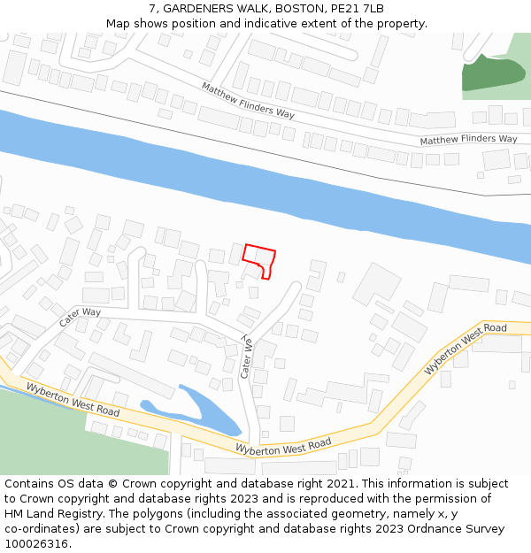 7, GARDENERS WALK, BOSTON, PE21 7LB: Location map and indicative extent of plot