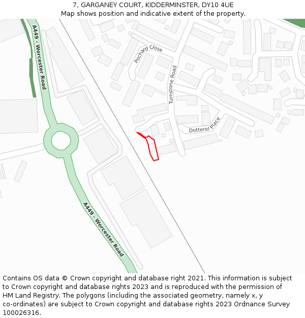 7, GARGANEY COURT, KIDDERMINSTER, DY10 4UE: Location map and indicative extent of plot