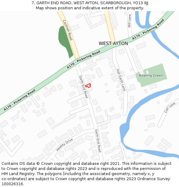 7, GARTH END ROAD, WEST AYTON, SCARBOROUGH, YO13 9JJ: Location map and indicative extent of plot