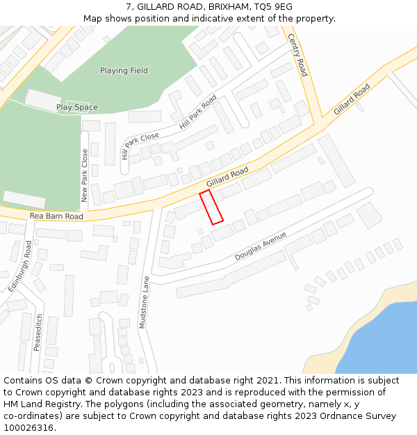 7, GILLARD ROAD, BRIXHAM, TQ5 9EG: Location map and indicative extent of plot