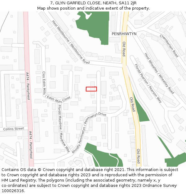 7, GLYN GARFIELD CLOSE, NEATH, SA11 2JR: Location map and indicative extent of plot