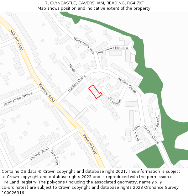 7, GLYNCASTLE, CAVERSHAM, READING, RG4 7XF: Location map and indicative extent of plot