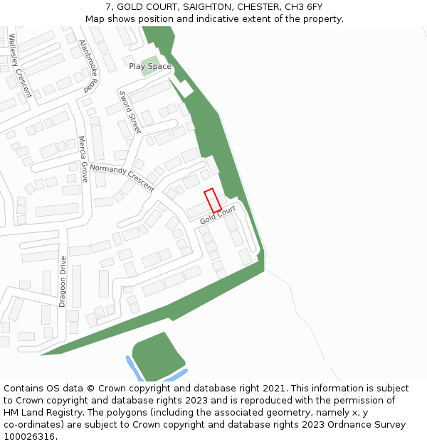 7, GOLD COURT, SAIGHTON, CHESTER, CH3 6FY: Location map and indicative extent of plot
