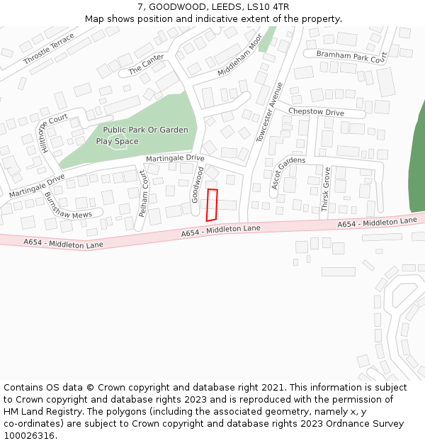 7, GOODWOOD, LEEDS, LS10 4TR: Location map and indicative extent of plot