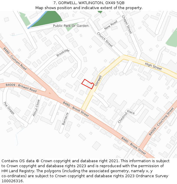 7, GORWELL, WATLINGTON, OX49 5QB: Location map and indicative extent of plot