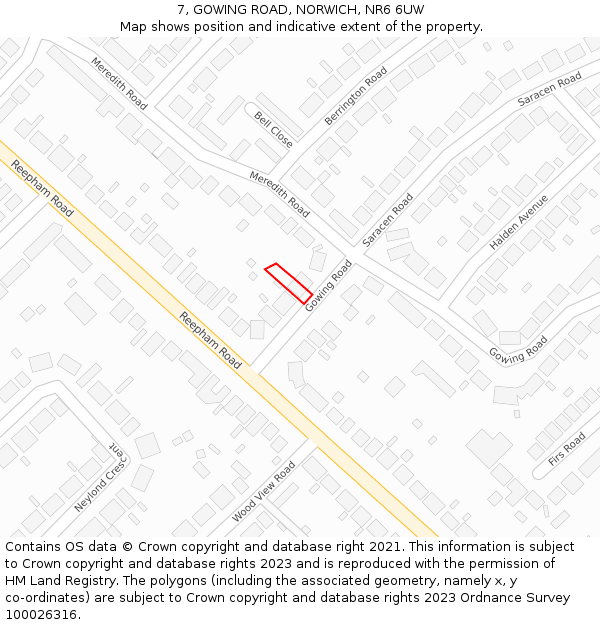 7, GOWING ROAD, NORWICH, NR6 6UW: Location map and indicative extent of plot
