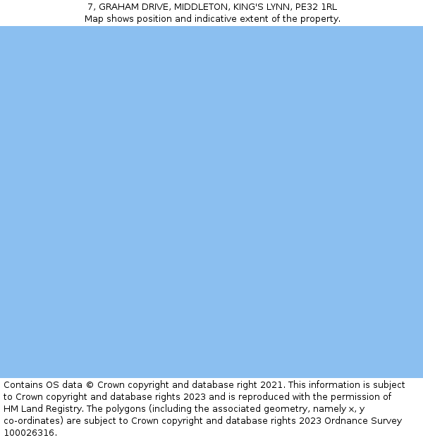 7, GRAHAM DRIVE, MIDDLETON, KING'S LYNN, PE32 1RL: Location map and indicative extent of plot