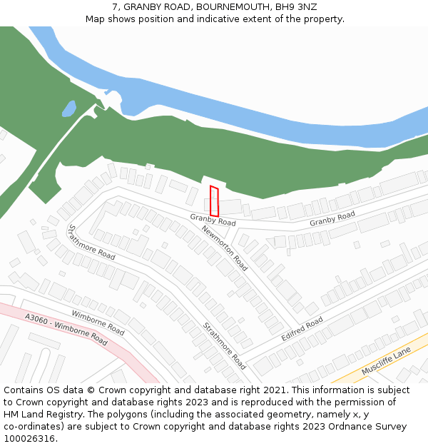7, GRANBY ROAD, BOURNEMOUTH, BH9 3NZ: Location map and indicative extent of plot