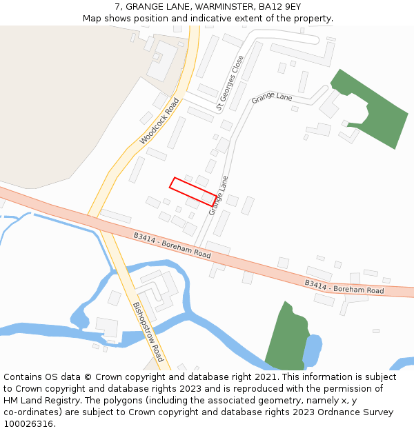 7, GRANGE LANE, WARMINSTER, BA12 9EY: Location map and indicative extent of plot