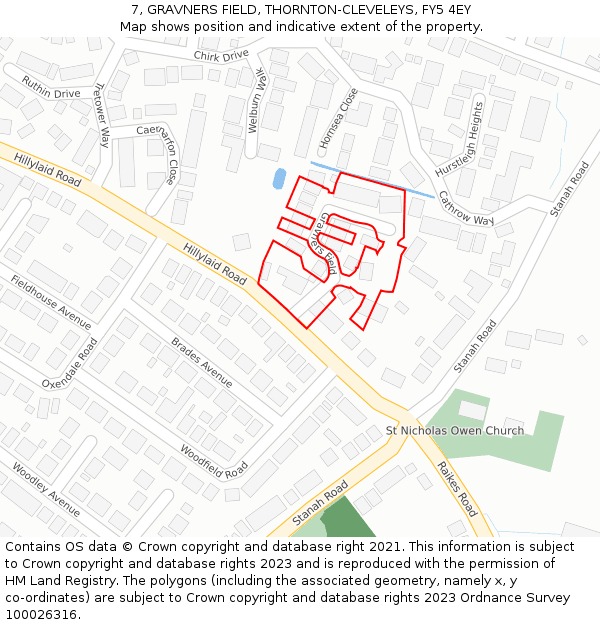 7, GRAVNERS FIELD, THORNTON-CLEVELEYS, FY5 4EY: Location map and indicative extent of plot