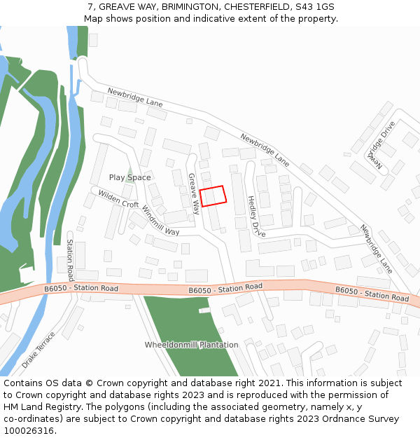 7, GREAVE WAY, BRIMINGTON, CHESTERFIELD, S43 1GS: Location map and indicative extent of plot
