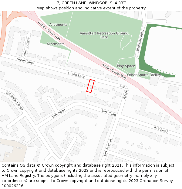 7, GREEN LANE, WINDSOR, SL4 3RZ: Location map and indicative extent of plot