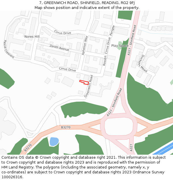 7, GREENWICH ROAD, SHINFIELD, READING, RG2 9FJ: Location map and indicative extent of plot