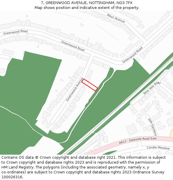 7, GREENWOOD AVENUE, NOTTINGHAM, NG3 7FX: Location map and indicative extent of plot