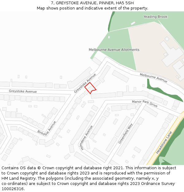 7, GREYSTOKE AVENUE, PINNER, HA5 5SH: Location map and indicative extent of plot
