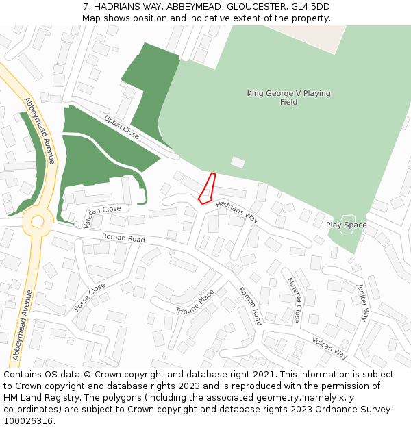 7, HADRIANS WAY, ABBEYMEAD, GLOUCESTER, GL4 5DD: Location map and indicative extent of plot