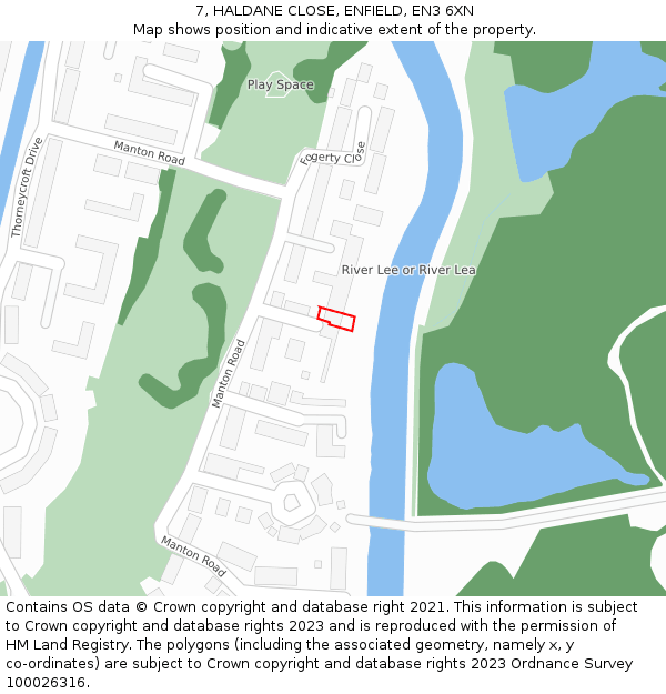 7, HALDANE CLOSE, ENFIELD, EN3 6XN: Location map and indicative extent of plot