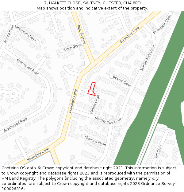 7, HALKETT CLOSE, SALTNEY, CHESTER, CH4 8PD: Location map and indicative extent of plot