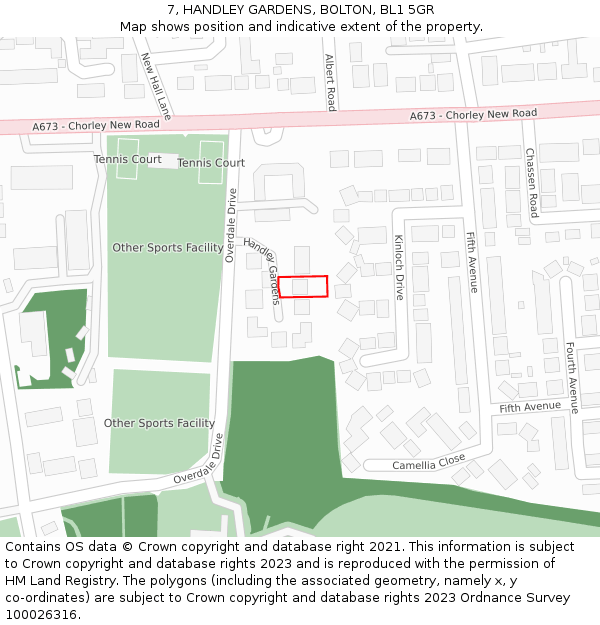7, HANDLEY GARDENS, BOLTON, BL1 5GR: Location map and indicative extent of plot
