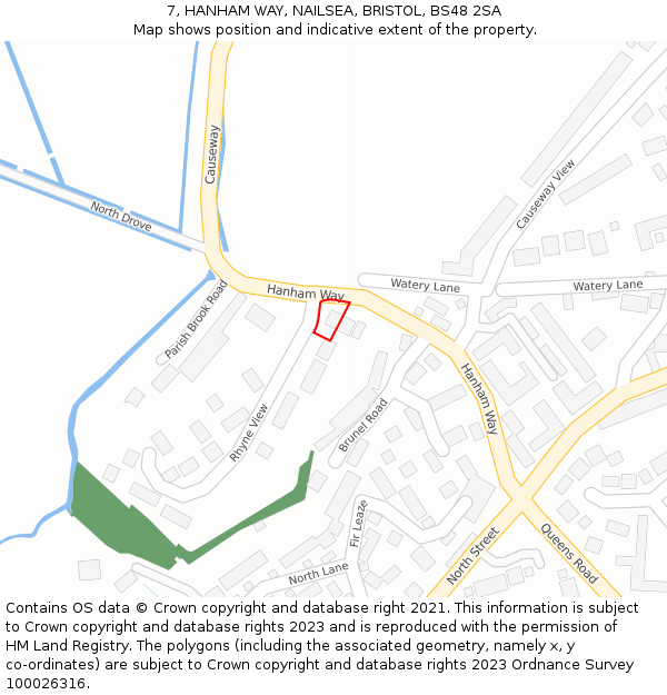 7, HANHAM WAY, NAILSEA, BRISTOL, BS48 2SA: Location map and indicative extent of plot