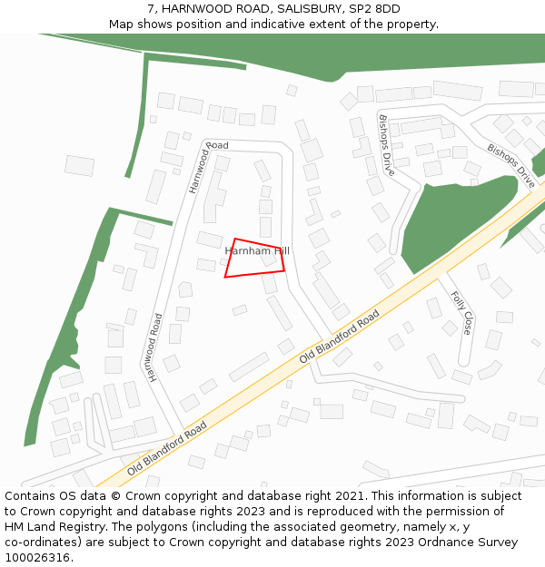 7, HARNWOOD ROAD, SALISBURY, SP2 8DD: Location map and indicative extent of plot