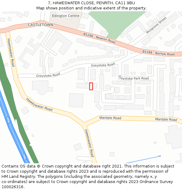 7, HAWESWATER CLOSE, PENRITH, CA11 9BU: Location map and indicative extent of plot