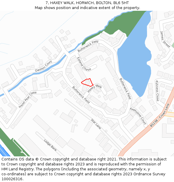 7, HAXEY WALK, HORWICH, BOLTON, BL6 5HT: Location map and indicative extent of plot
