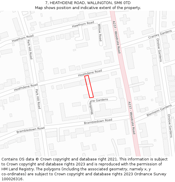 7, HEATHDENE ROAD, WALLINGTON, SM6 0TD: Location map and indicative extent of plot