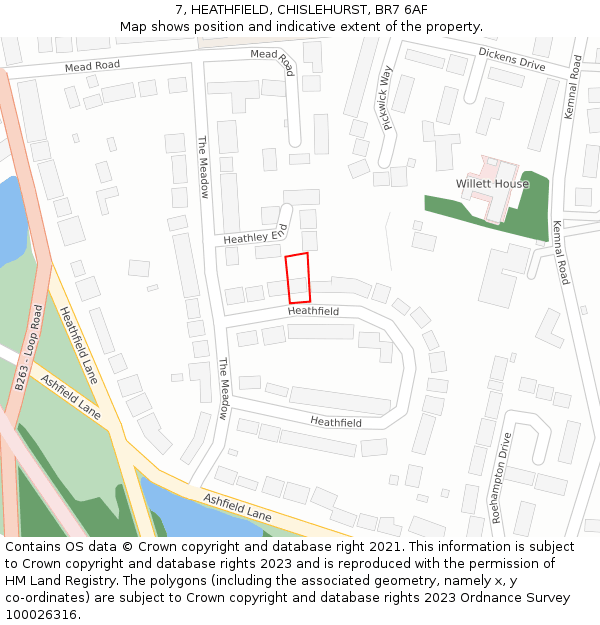 7, HEATHFIELD, CHISLEHURST, BR7 6AF: Location map and indicative extent of plot