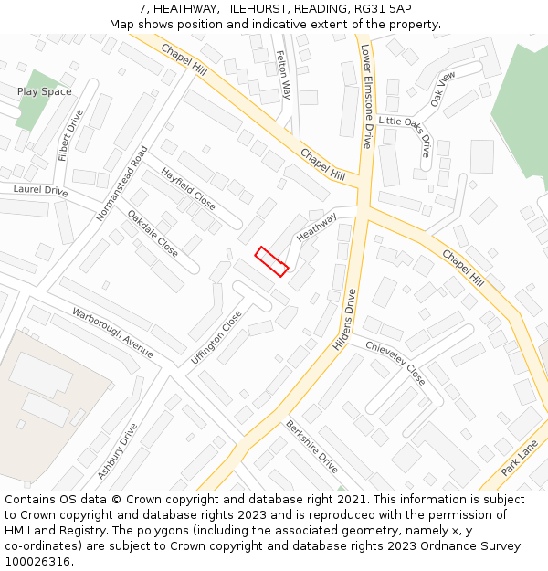 7, HEATHWAY, TILEHURST, READING, RG31 5AP: Location map and indicative extent of plot