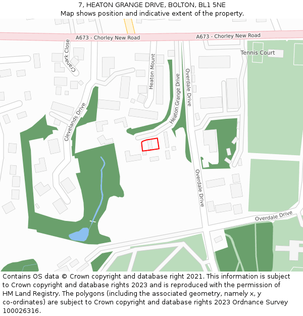 7, HEATON GRANGE DRIVE, BOLTON, BL1 5NE: Location map and indicative extent of plot