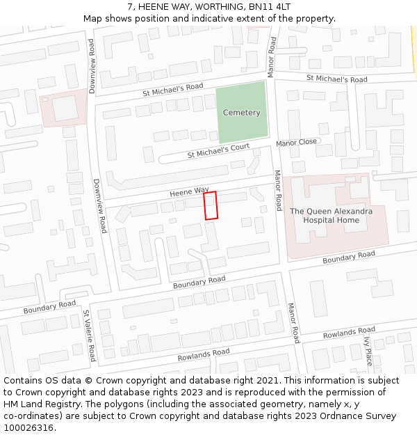 7, HEENE WAY, WORTHING, BN11 4LT: Location map and indicative extent of plot