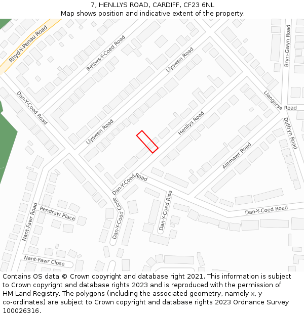 7, HENLLYS ROAD, CARDIFF, CF23 6NL: Location map and indicative extent of plot