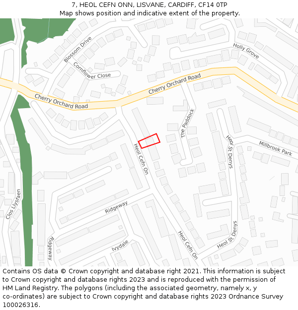 7, HEOL CEFN ONN, LISVANE, CARDIFF, CF14 0TP: Location map and indicative extent of plot