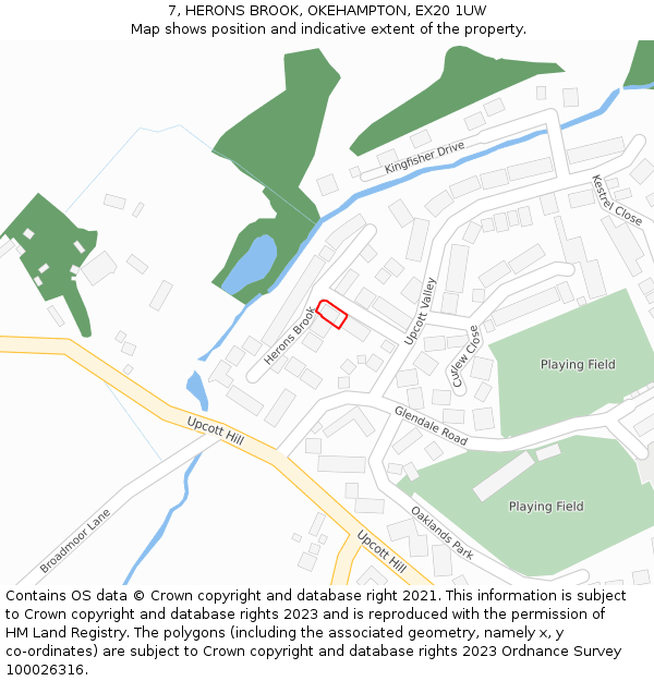 7, HERONS BROOK, OKEHAMPTON, EX20 1UW: Location map and indicative extent of plot