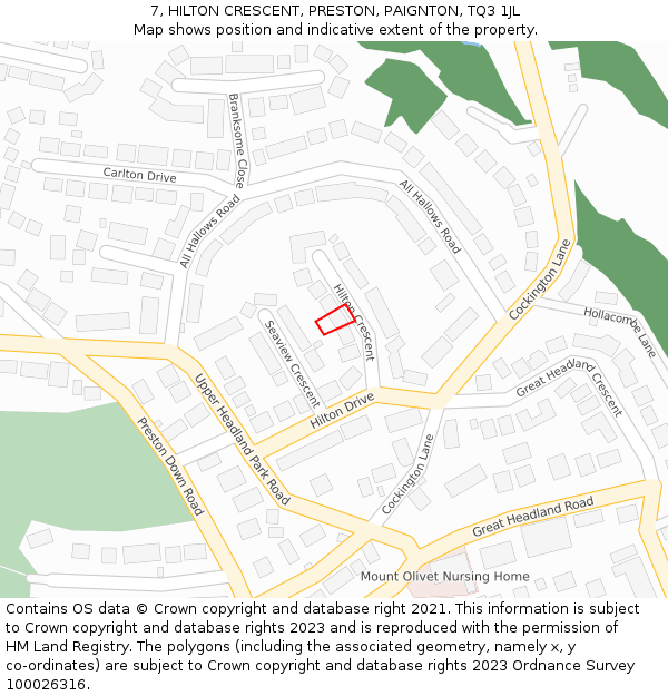 7, HILTON CRESCENT, PRESTON, PAIGNTON, TQ3 1JL: Location map and indicative extent of plot
