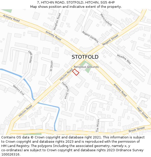 7, HITCHIN ROAD, STOTFOLD, HITCHIN, SG5 4HP: Location map and indicative extent of plot