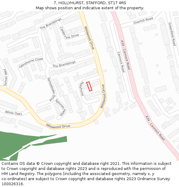 7, HOLLYHURST, STAFFORD, ST17 4RS: Location map and indicative extent of plot