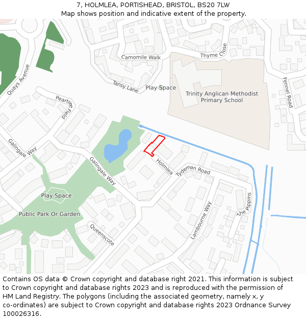 7, HOLMLEA, PORTISHEAD, BRISTOL, BS20 7LW: Location map and indicative extent of plot