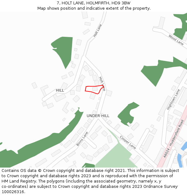 7, HOLT LANE, HOLMFIRTH, HD9 3BW: Location map and indicative extent of plot