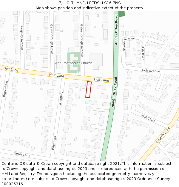 7, HOLT LANE, LEEDS, LS16 7NS: Location map and indicative extent of plot