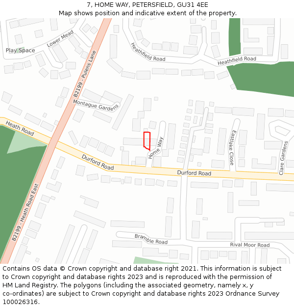 7, HOME WAY, PETERSFIELD, GU31 4EE: Location map and indicative extent of plot