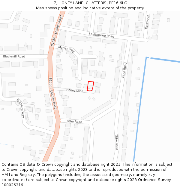 7, HONEY LANE, CHATTERIS, PE16 6LG: Location map and indicative extent of plot