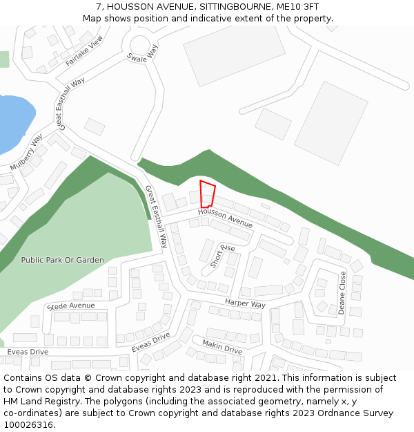 7, HOUSSON AVENUE, SITTINGBOURNE, ME10 3FT: Location map and indicative extent of plot