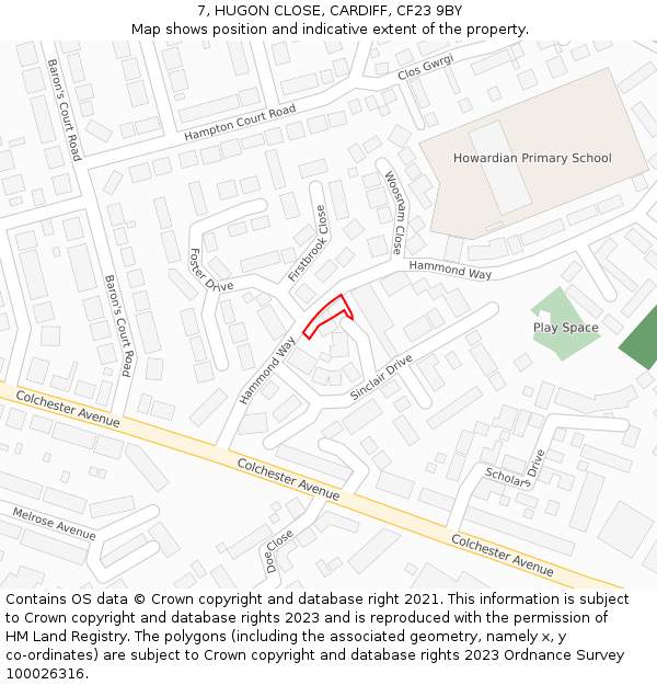 7, HUGON CLOSE, CARDIFF, CF23 9BY: Location map and indicative extent of plot
